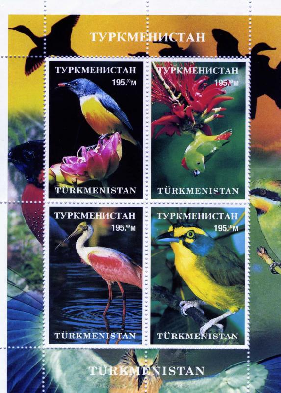 Turkmenistan Birds Sheet (4) Perforated mnh.vf