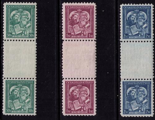 Czechoslovakia # 209-11  Mint VF  NH  gutter pair set of 3