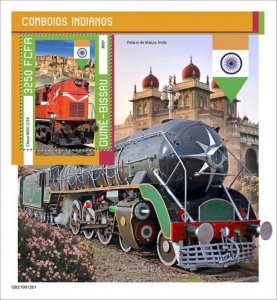 Guinea-Bissau - 2021 Indian Trains on Stamps - Stamp Souvenir Sheet - GB210812b1