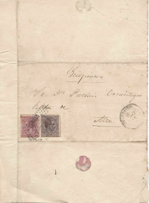 Spain 19th century stamps cover Ref 8373