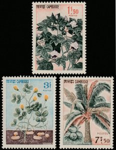 ✔️ CAMBODIA 1965 - FLORA PLANTS - Sc. 149/151 Mi. 192/194 MNH ** [1KHP192]