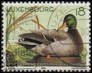 Luxembourg 1031 - Used - 18fr Mallard Duck (2000) (cv $0.80)