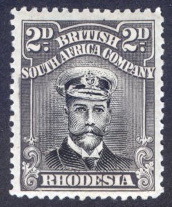 Rhodesia 1919 2d Blk & Brn Grey DIE IIIB Perf 14 Scott 122v SG 256d MLH Cat $13