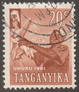 Tanganyika, stamp, Scott#48, used, hinged, corn, farming