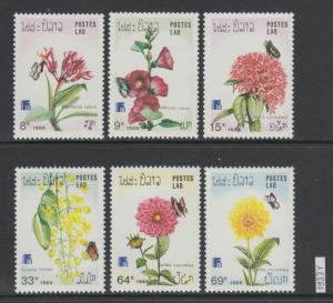 XG-AJ617 LAOS - Flowers, 1988 Butterflies, Nature MNH Set