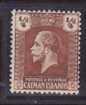 Cayman Is.-Sc#50- id13-unused hinge remnant og 1/4p yel brown KGV-1921-6- -