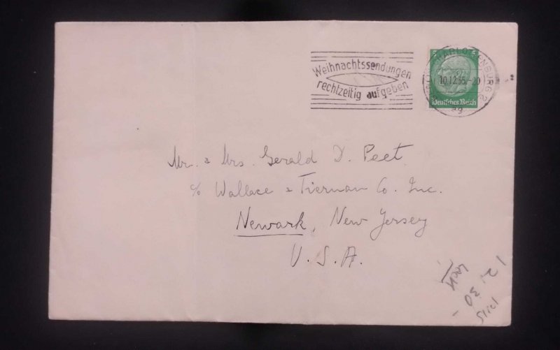 MI) 1935 GERMANY REICH, COVER FROM BERLIN TO NEW JERSEY - UNITED STATES,