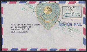 TONGA 1964 cover to NZ - mixed issues franking.............................B6673