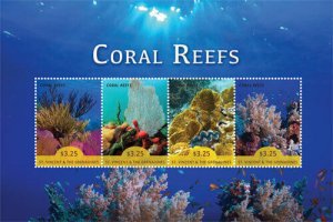 St. Vincent 2015 - Coral Reefs, Marine Life, Ocean Sea - Sheet of 4 Stamps - MNH