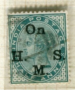 INDIA; 1883-99 early classic QV SERVICE Optd. issue fine used 1/2a. value