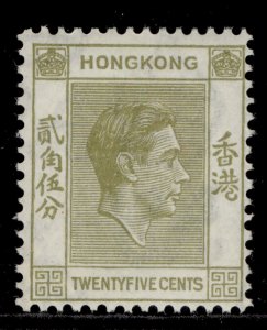 HONG KONG GVI SG150, 25c pale yellow-olive, M MINT.