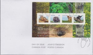 #2602 Souvenir Sheet OFDC - Canada - 2013 - Baby Wildlife Definitive Superfleas