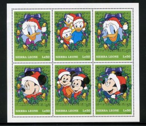 DISNEY SALE SIERRA LEONE CHRISTMAS SHEET OF SIX  MINT NH