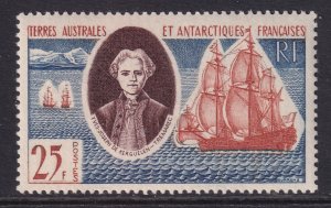 French Southern and Antarctic Territories 20 Sailing Ship MNH VF