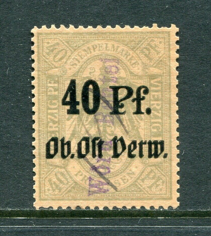 x383 - ESTONIA 1918-19 PROVISIONAL Revenue Stamp WORU-RENTEI on 40pf Ob.Ost.Verw