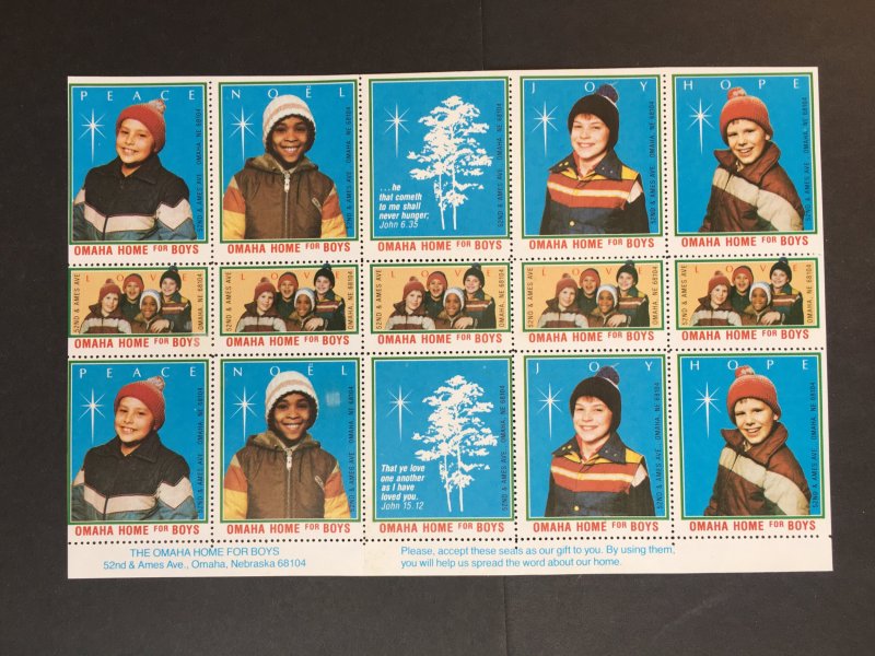 Omaha Home For Boys Nebraska Christmas Poster Stamps Labels 15 MNH Cinderellas