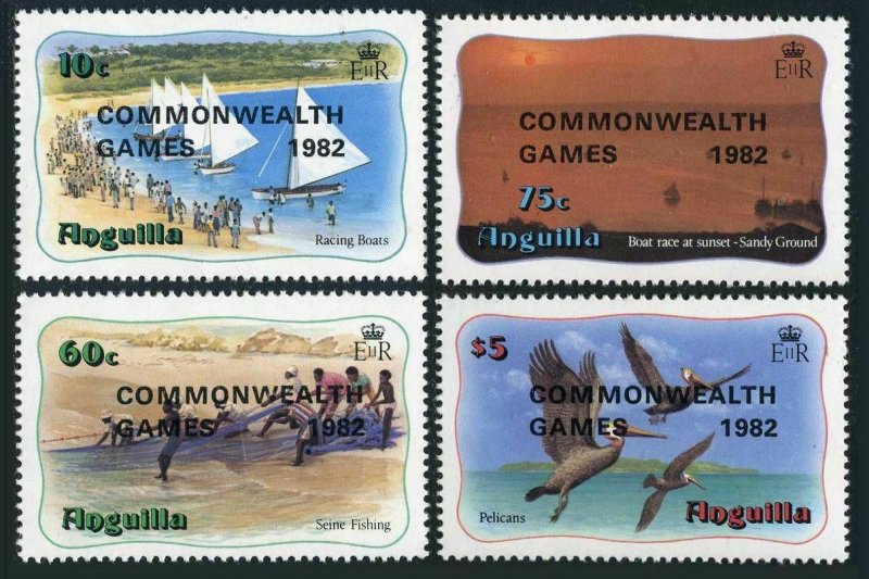 Anguilla 507-510,MNH.Michel 511-514. 12th Commonwealth Games,1982.Pelicans,Boat, 