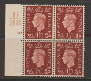 GB George VI  SG 464 Control D38 Cyl 107 Dot 