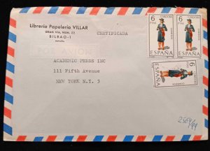 C) 1970, SPAIN, AIR MAIL, ENVELOPE SENT TO THE UNITED STATES WITH MULTIPLE S XF