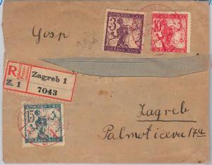 55978 -   YUGOSLAVIA -  POSTAL HISTORY:  COVER with RED ZAGREB postmark  1916