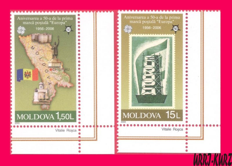 MOLDOVA 2005 Europa CEPT First Issuing 50th Ann Map 2v Sc496-497 Mi517-518 MNH