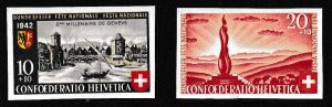 Switzerland 1942 Zum Nr.B17& B18 Stamps Cut from Bundesfeier Souvenir Bloc VF/NH