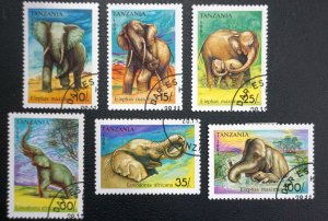 TANZANIA  Sc# 792-797 ELEPHANTS   short set of 6/7   1991 used  cto