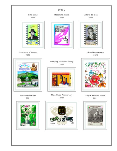 COLOR PRINTED ITALY 2021-2023 STAMP ALBUM PAGES (50 illustrated pages)