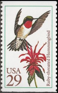 US 2642 Hummingbirds Ruby-throated 29c single MNH 1992