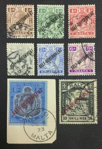 MOMEN: MALTA SG #114-121 1922 SCRIPT CA USED £400 LOT #62406