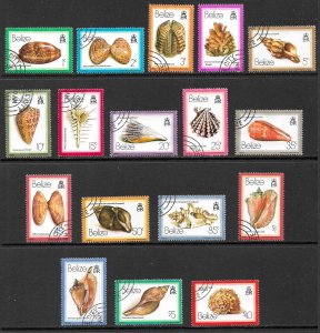 BELIZE 1980 SEASHELLS Set of 17 Sc 471-487 CTO Used