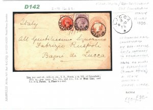 GB Cover Hants *West Liss* CDS Cancel Combination ITALY Lucca 1890{samwells}D142