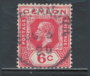 Ceylon 1912 King George V 6c Scott # 204 Used