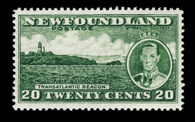 CANADA / NEWFOUNDLAND - 1937 CORONATION 20c GREEN p.13 1/2 Line SG264e M/M MH a