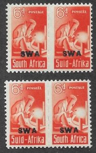 South-West Africa # 150 Welder 6d.  A/E & E/A pairs    (2) VLH Unused