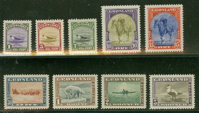 GREENLAND #10-18 (10-18) Complete set, og, NH, VF, Scott $325.00