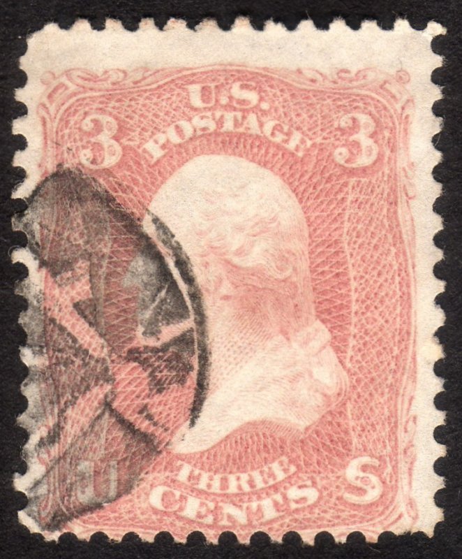 1861, US 3c, Washington, Used, Sc 64b, Cv $150