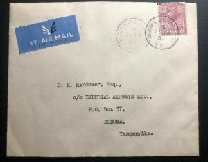 1934 London England First Flight Airmail Cover FFC To Dodoma Tanganyika