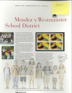 USPS COMMEMORATIVE PANEL #800 MENDEZ V. WESTMINSTER SCHOOL DISTRICT #4201