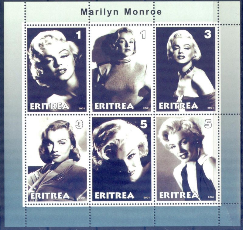 Eritrea 2001 Cinema Actress Marilyn Monroe Sheet MNH Private