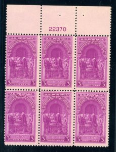 US Stamp #854 Washington Inauguration 3c - Plate Block of 6 - MNH - CV $3.50