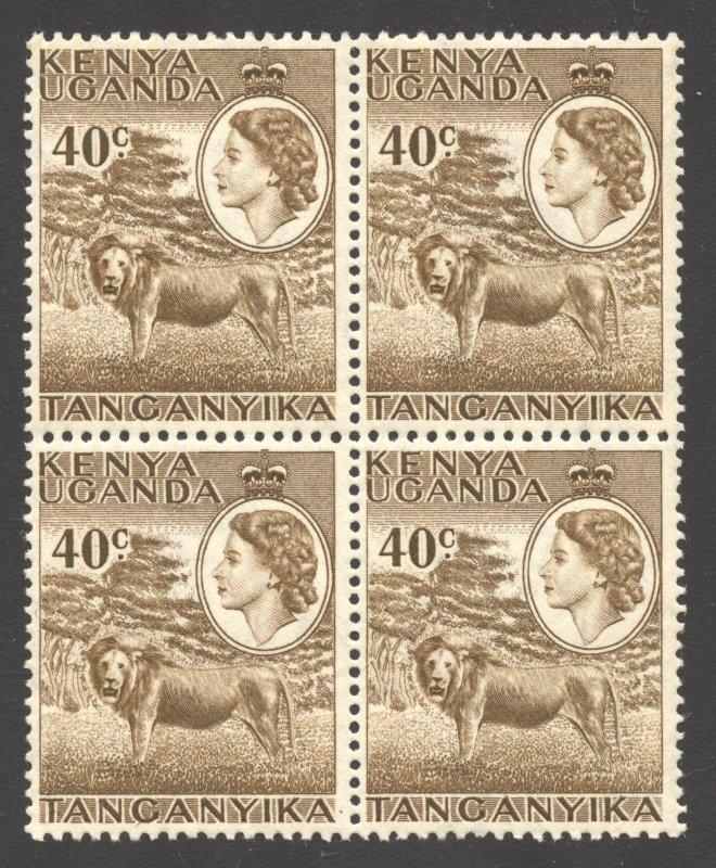 K.U.T. Scott 109 MNHOG Block of 4 - 1958 40c Lion - SCV $6.00