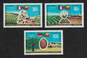 Dahomey Kenaf Cotton Coconut Europafrique 3v 1969 MNH SG#374-376 MI#390-392