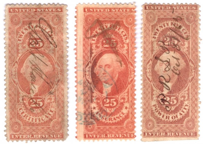 United States Scott #R44c,46c,48c USED PH NG, very nice set.