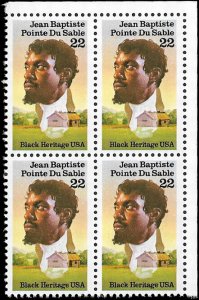 US Scott #2249 1987 MNH 22c Jean-Baptiste du Sable Block of 4