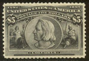 U.S. #245 Mint BEAUTY - 1893 $5.00 Columbian 