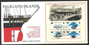 FALKLAND ISLANDS    SS GREAT BRITAIN   FIRST DAY COVER  1986