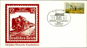 13. FDC 100th anniversary of the founding of the German Railways Nuremberg 1985