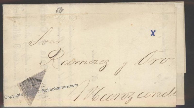 Spain Santiago 1880 Folded Circular Cover With Bisect G112475