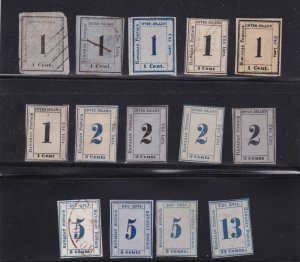 14 Hawaii Numeral Stamps Labels Probable Forgeries -SOLD AS IS!!